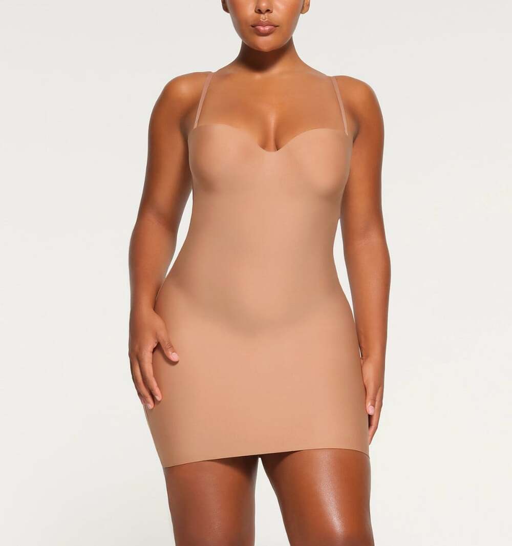 Skims Body Molded Underwire Slip Shapewear Dress in Tan Beige Size 3X